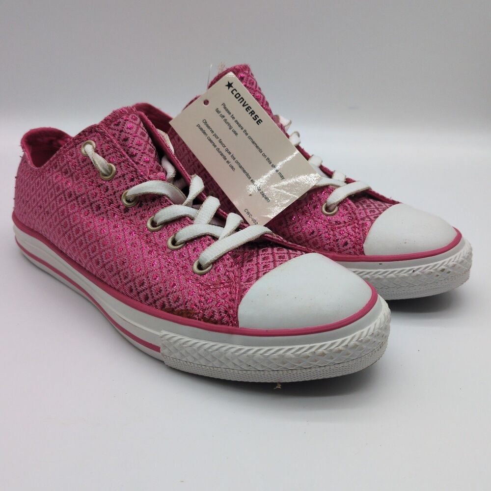 CONVERSE Size Junior 6 Pink Diamond Glitter Chuck Taylor All Star Double Tounge